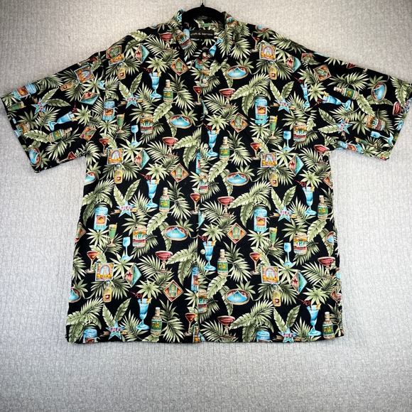 Vintage Tropical Hawaiian Cocktails Beer Mens‎ XL beach summer button up shirt - Picture 3 of 7